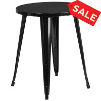 Flash Furniture CH-51080-29-BK-GG 24'' Round Metal Indoor-Outdoor Table in Black
